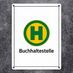Haltestelle Metallschild in 15x20 cm - Buchhaltestelle für Leseratten und Bücherschränke