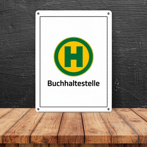 Haltestelle Metallschild in 15x20 cm - Buchhaltestelle für Leseratten und Bücherschränke