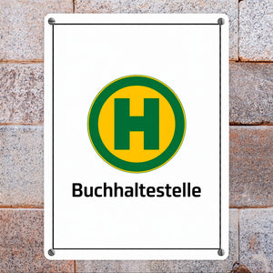 Haltestelle Metallschild in 15x20 cm - Buchhaltestelle für Leseratten und Bücherschränke