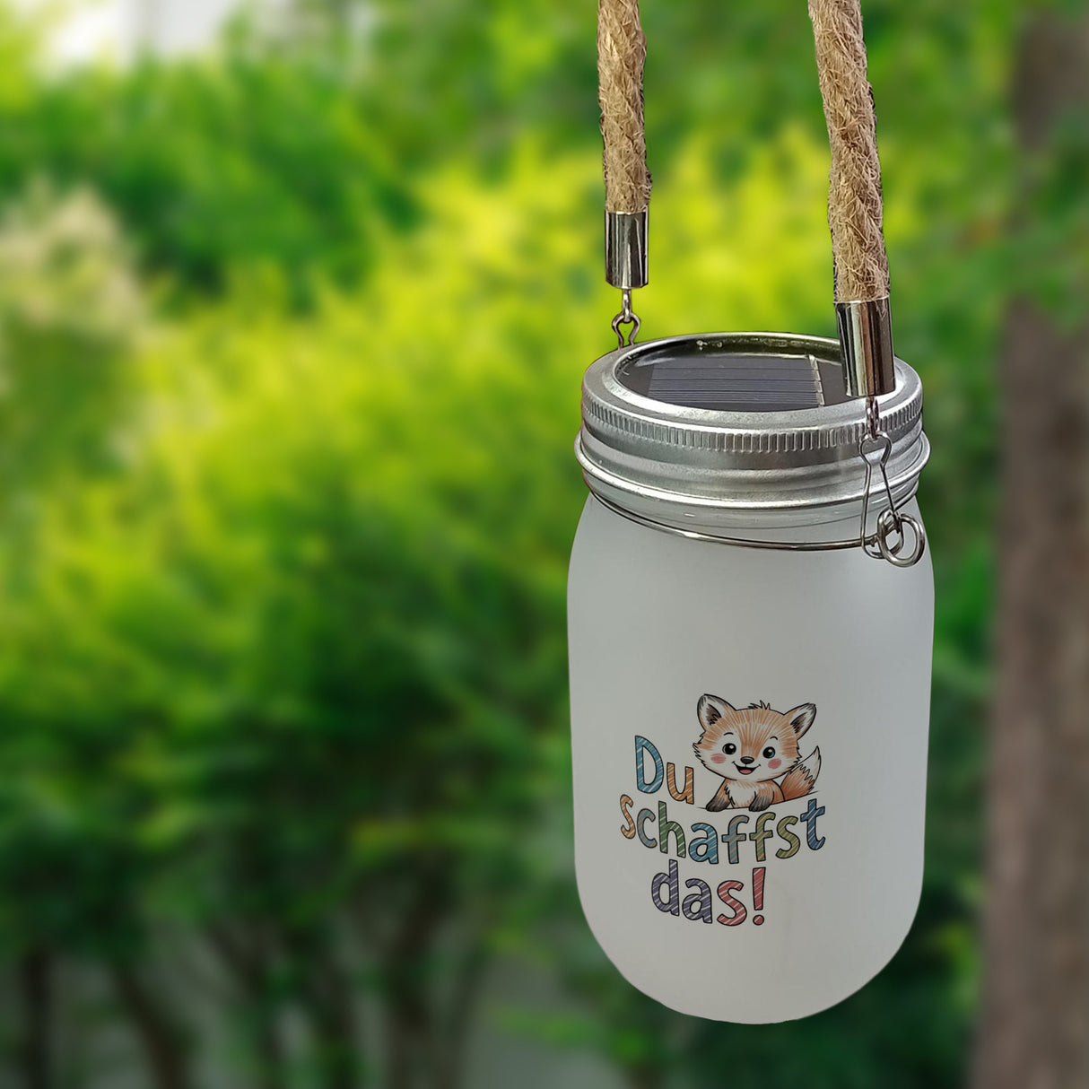 Fuchs mit Spruch Du schaffst das! Solarlicht