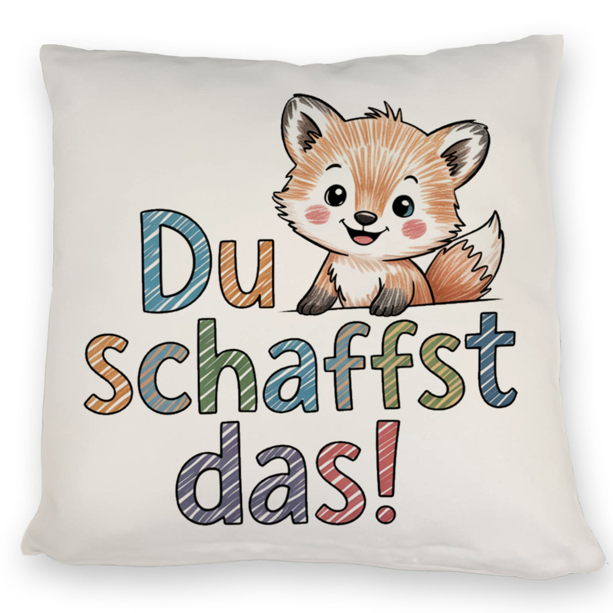 Fuchs mit Spruch Du schaffst das! Kissen