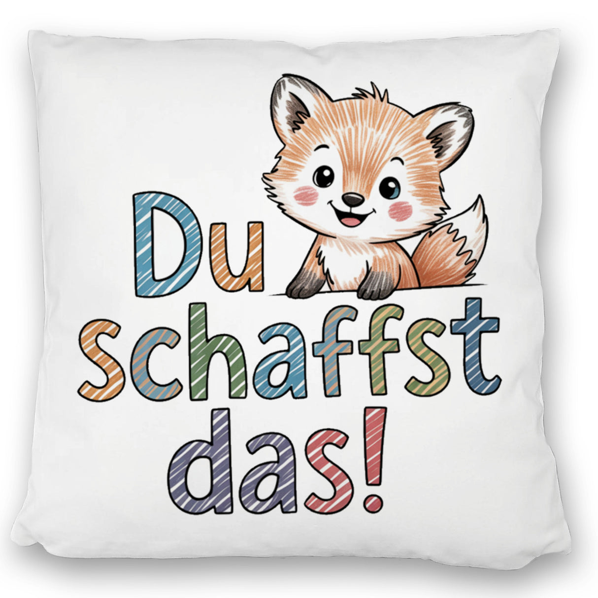 Fuchs mit Spruch Du schaffst das! Kissen