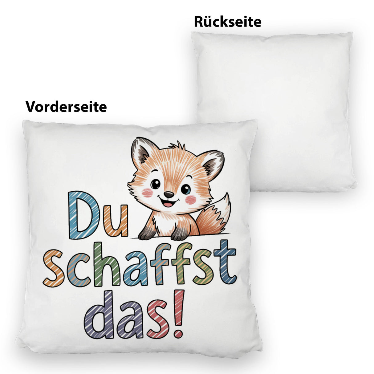 Fuchs mit Spruch Du schaffst das! Kissen