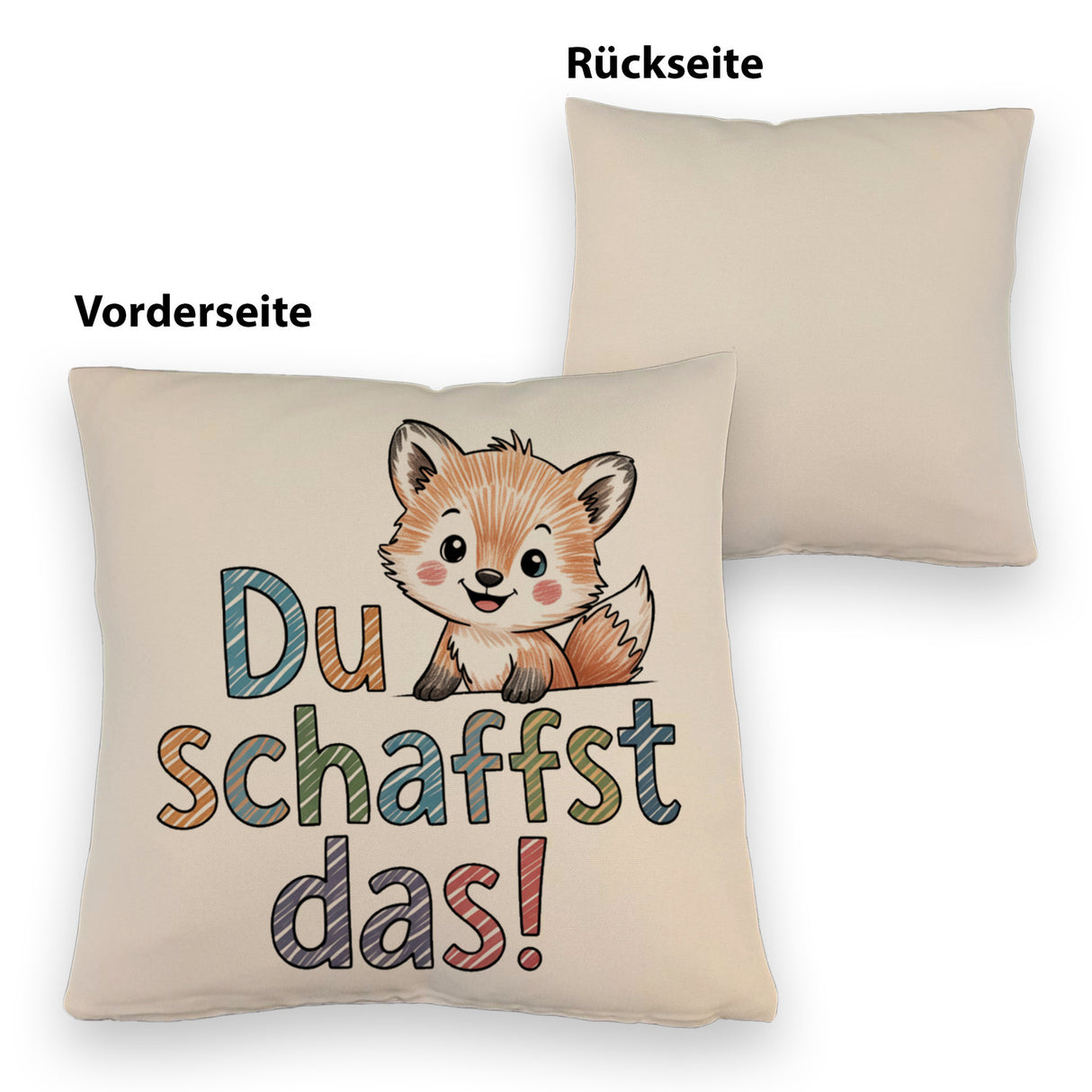 Fuchs mit Spruch Du schaffst das! Kissen