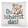 Fuchs mit Spruch Du schaffst das! Kissen
