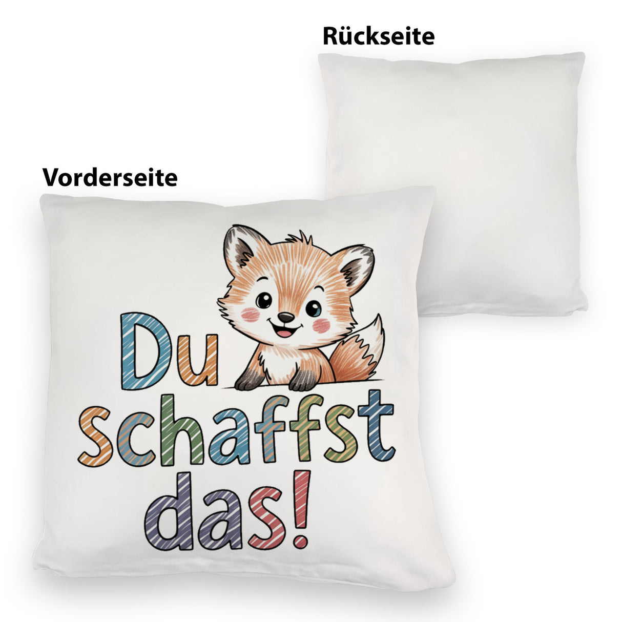 Fuchs mit Spruch Du schaffst das! Kissen