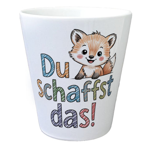 Fuchs mit Spruch Du schaffst das! Blumentopf