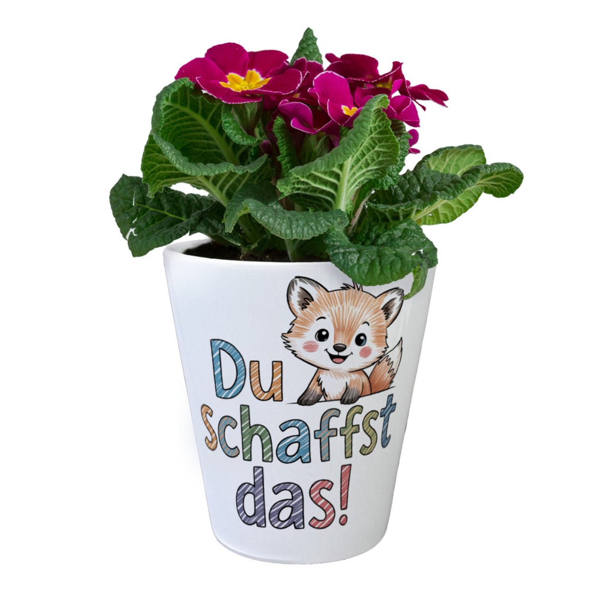 Fuchs mit Spruch Du schaffst das! Blumentopf
