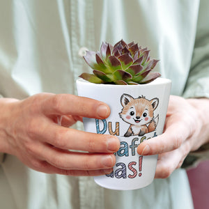 Fuchs mit Spruch Du schaffst das! Blumentopf