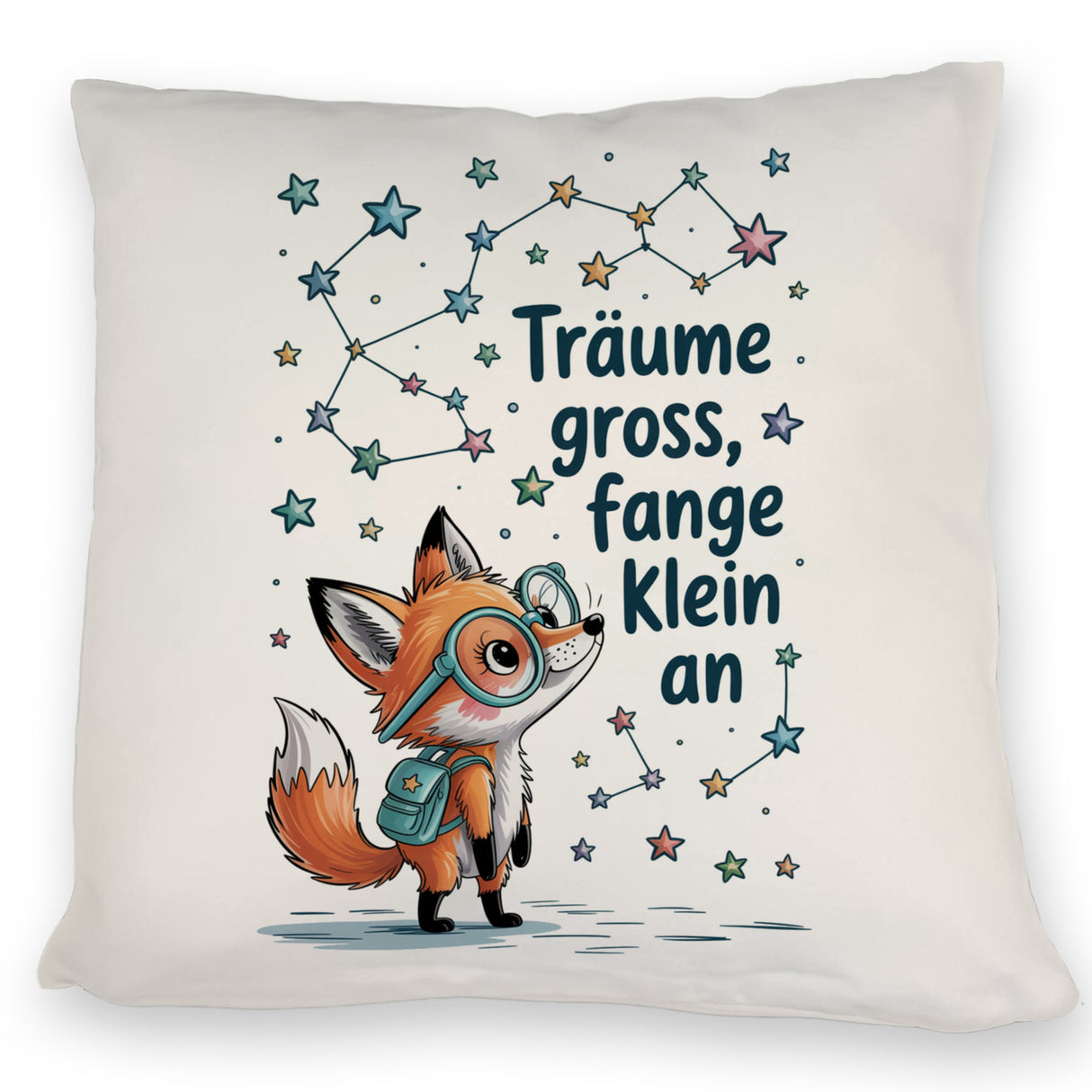 Fuchs mit Rucksack - Träume gross Kissen