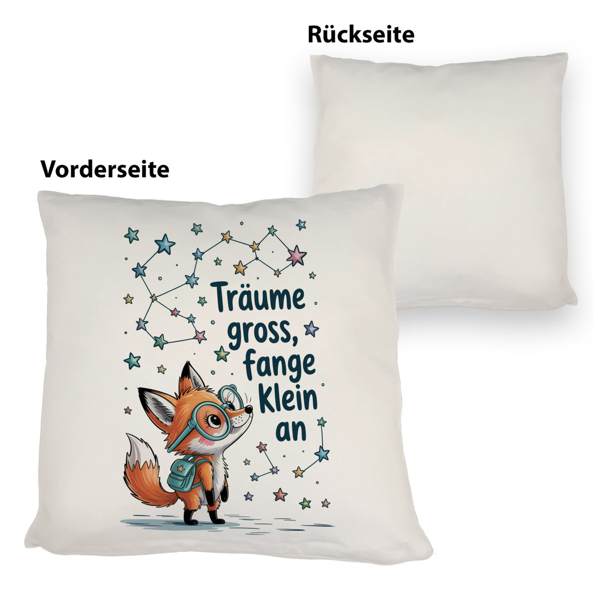 Fuchs mit Rucksack - Träume gross Kissen