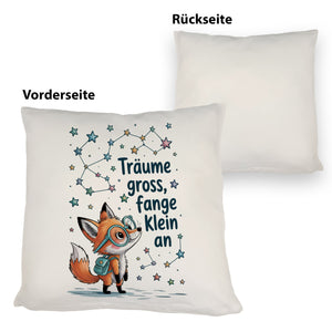 Fuchs mit Rucksack - Träume gross Kissen