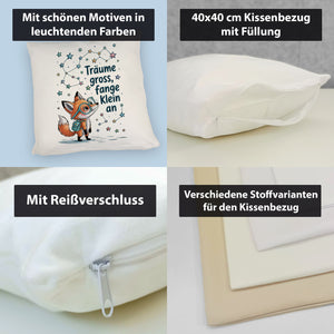 Fuchs mit Rucksack - Träume gross Kissen