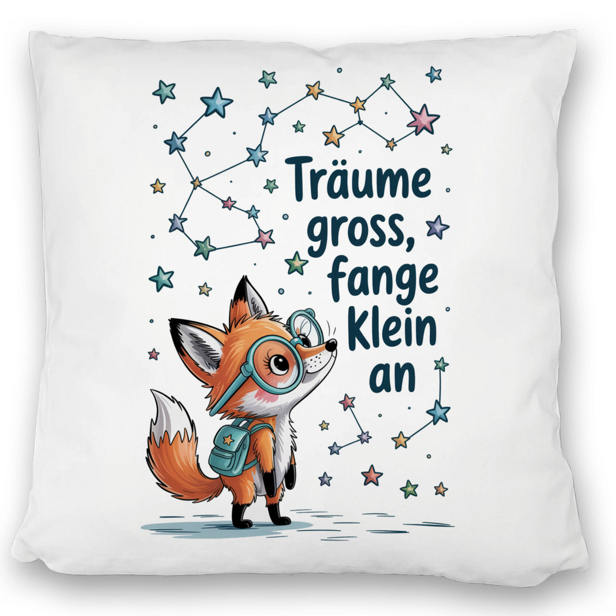 Fuchs mit Rucksack - Träume gross Kissen