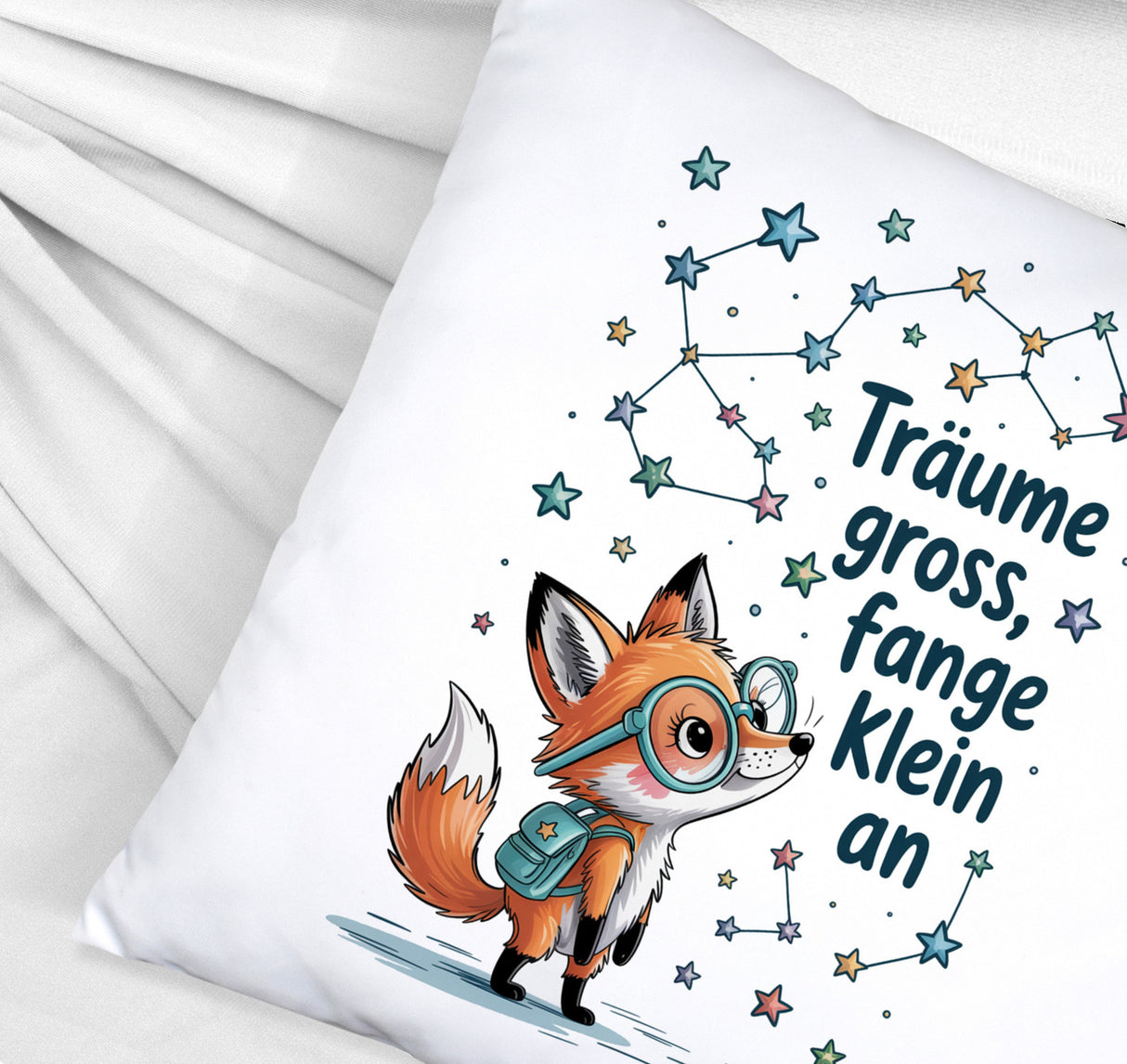 Fuchs mit Rucksack - Träume gross Kissen