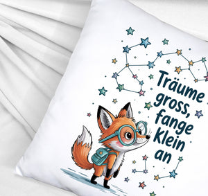 Fuchs mit Rucksack - Träume gross Kissen