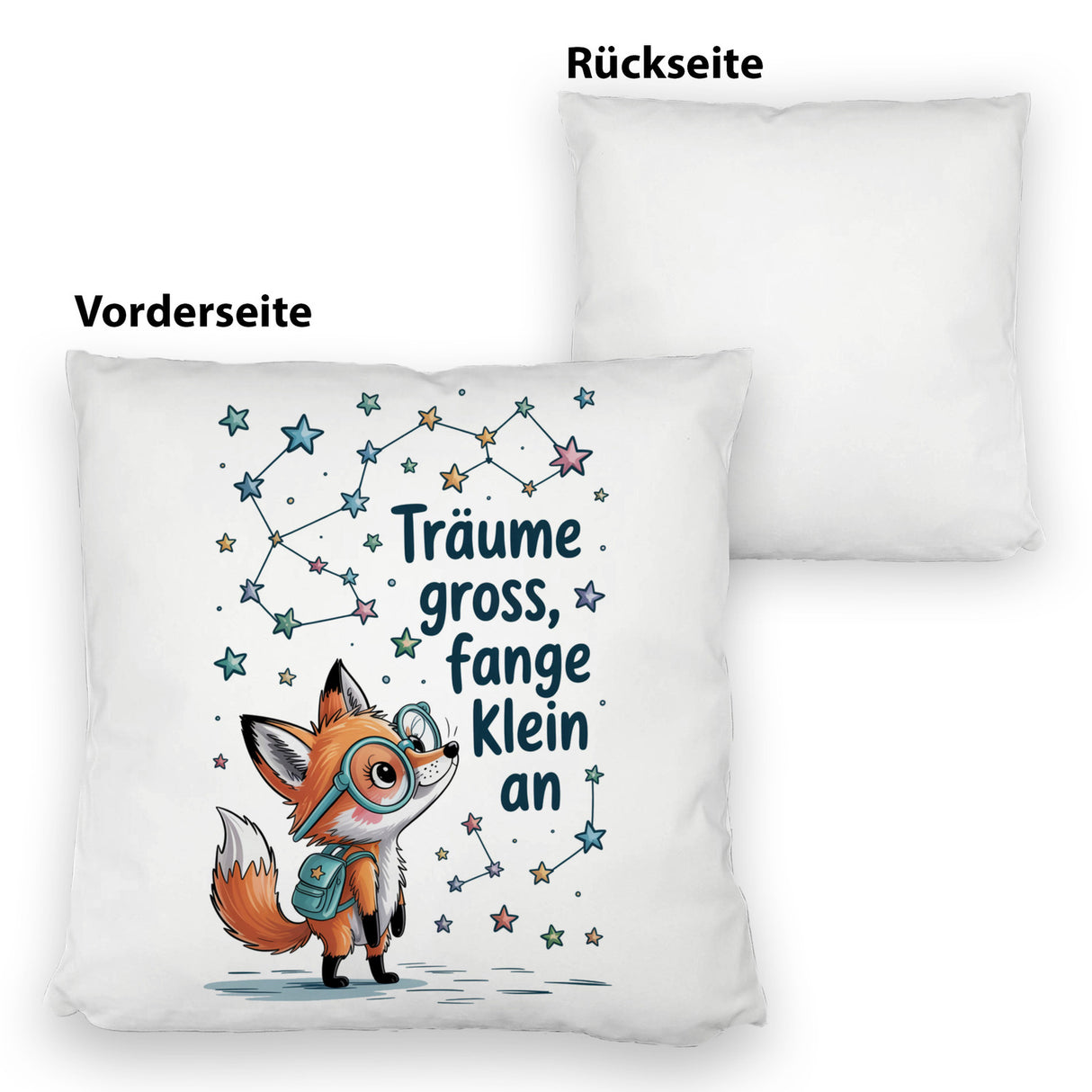 Fuchs mit Rucksack - Träume gross Kissen