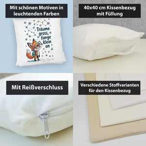 Fuchs mit Rucksack - Träume gross Kissen