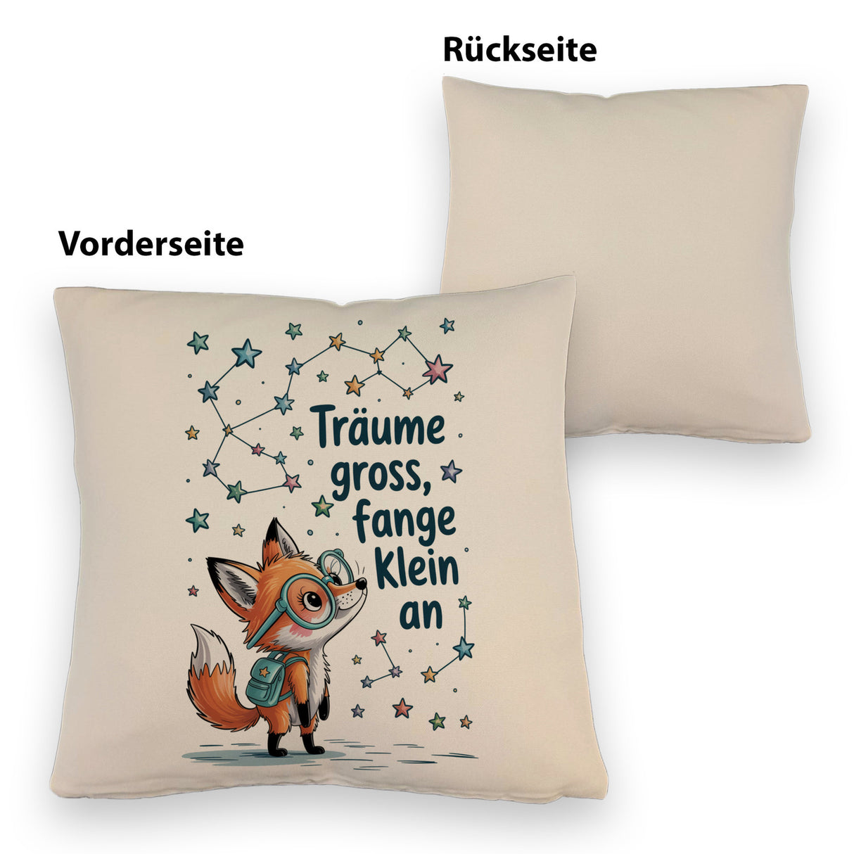 Fuchs mit Rucksack - Träume gross Kissen