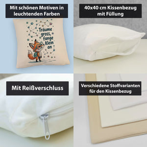 Fuchs mit Rucksack - Träume gross Kissen
