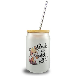 kleiner Fuchs Glaube an dich selbst Trinkglas mit Bambusdeckel