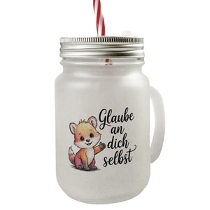 kleiner Fuchs Glaube an dich selbst Trinkglas mit Bambusdeckel