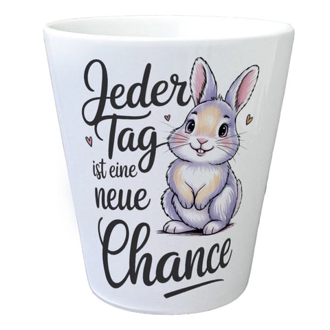 Hase mit Herzen Jeder Tag ist eine neue Chance Spruch Blumentopf