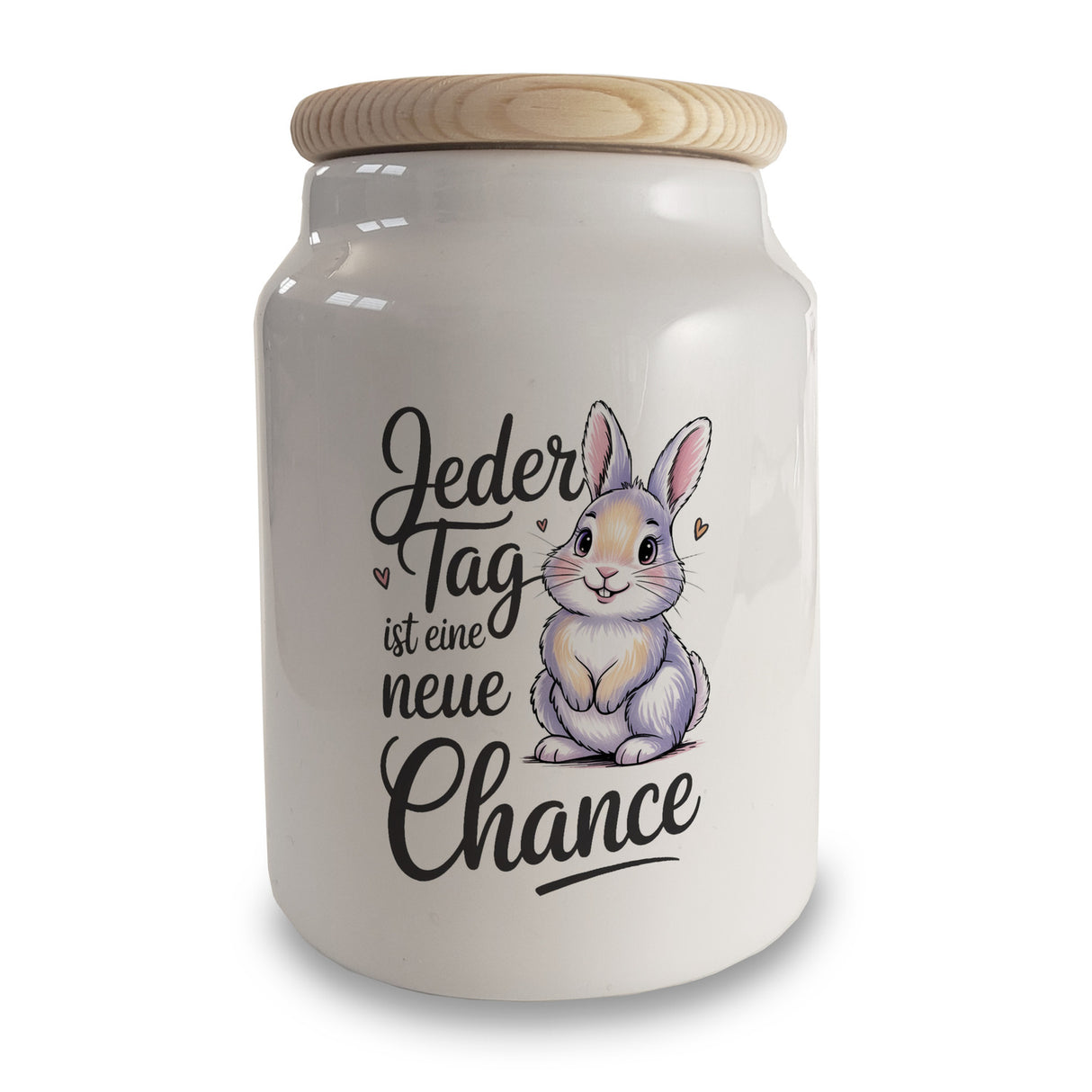 Hase mit Herzen Jeder Tag ist eine neue Chance Spruch Keksdose