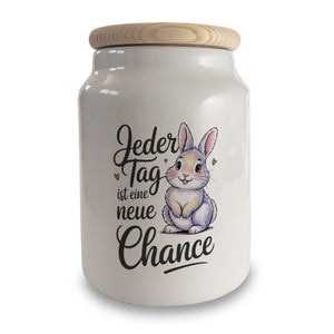 Hase mit Herzen Jeder Tag ist eine neue Chance Spruch Keksdose