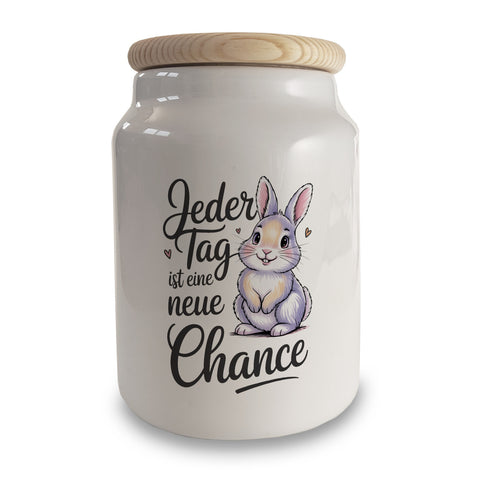 Hase mit Herzen Jeder Tag ist eine neue Chance Spruch Keksdose