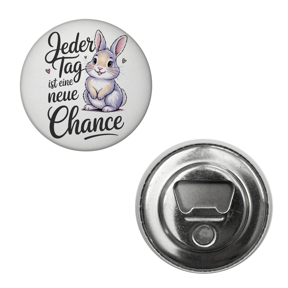 Hase mit Herzen Jeder Tag ist eine neue Chance Spruch Magnet