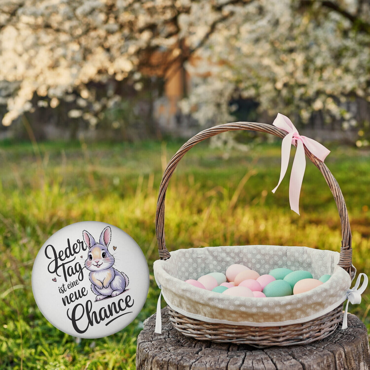 Hase mit Herzen Jeder Tag ist eine neue Chance Spruch Magnet