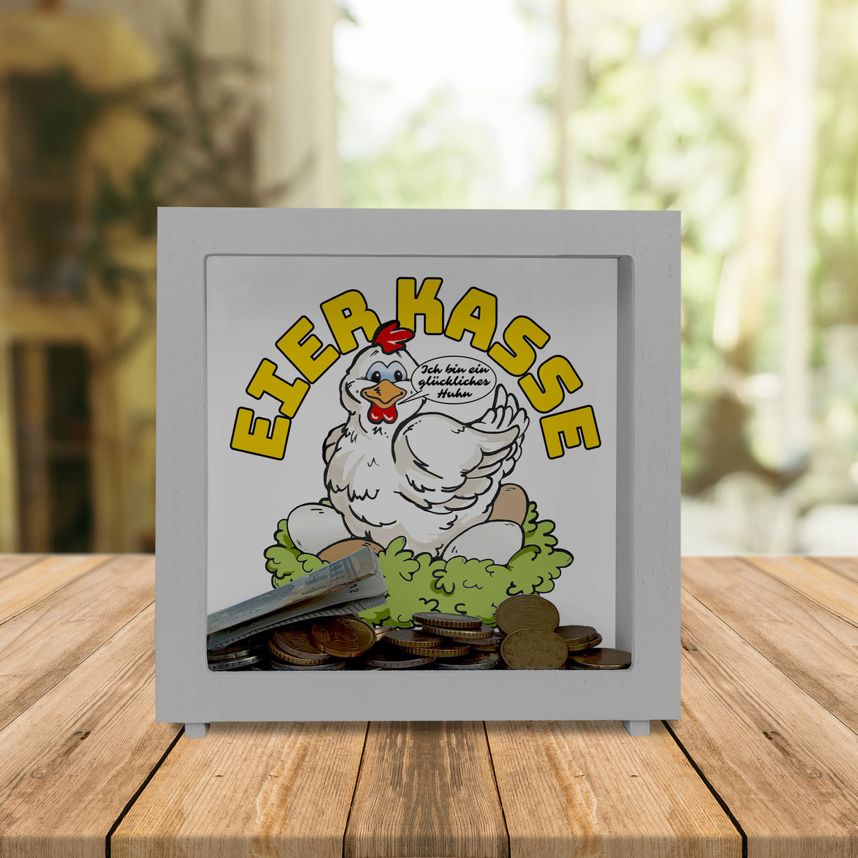 Eierkasse Spardose - ich bin ein glückliches Huhn Eierkasse