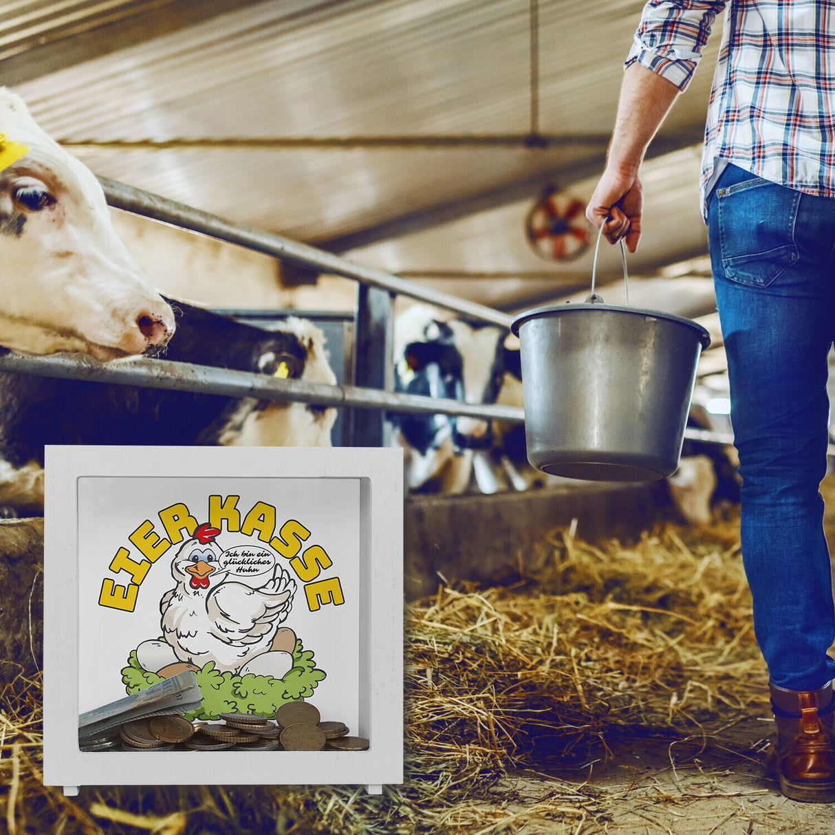 Eierkasse Spardose - ich bin ein glückliches Huhn Eierkasse