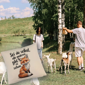 Neugieriger Fuchs Kissen Spruch sei du selbst