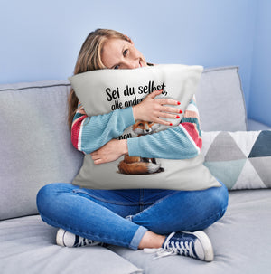 Neugieriger Fuchs Kissen Spruch sei du selbst