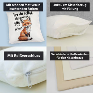 Neugieriger Fuchs Kissen Spruch sei du selbst