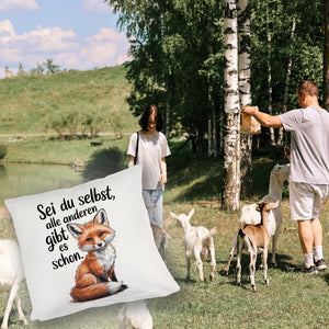 Neugieriger Fuchs Kissen Spruch sei du selbst