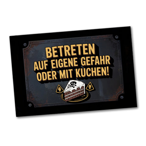 Totenkopf Souvenir Magnet mit Kuchenwarnung für Vintage-Fans