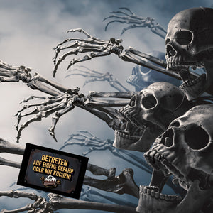 Totenkopf Souvenir Magnet mit Kuchenwarnung für Vintage-Fans