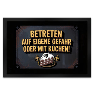 Totenkopf Fußmatte in 35x50 cm mit Kuchenwarnung für Vintage-Fans