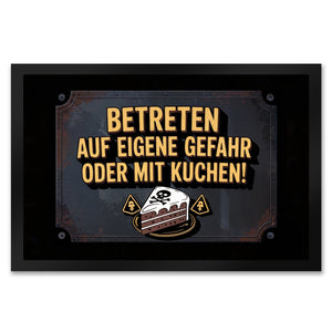 Totenkopf Fußmatte in 35x50 cm mit Kuchenwarnung für Vintage-Fans