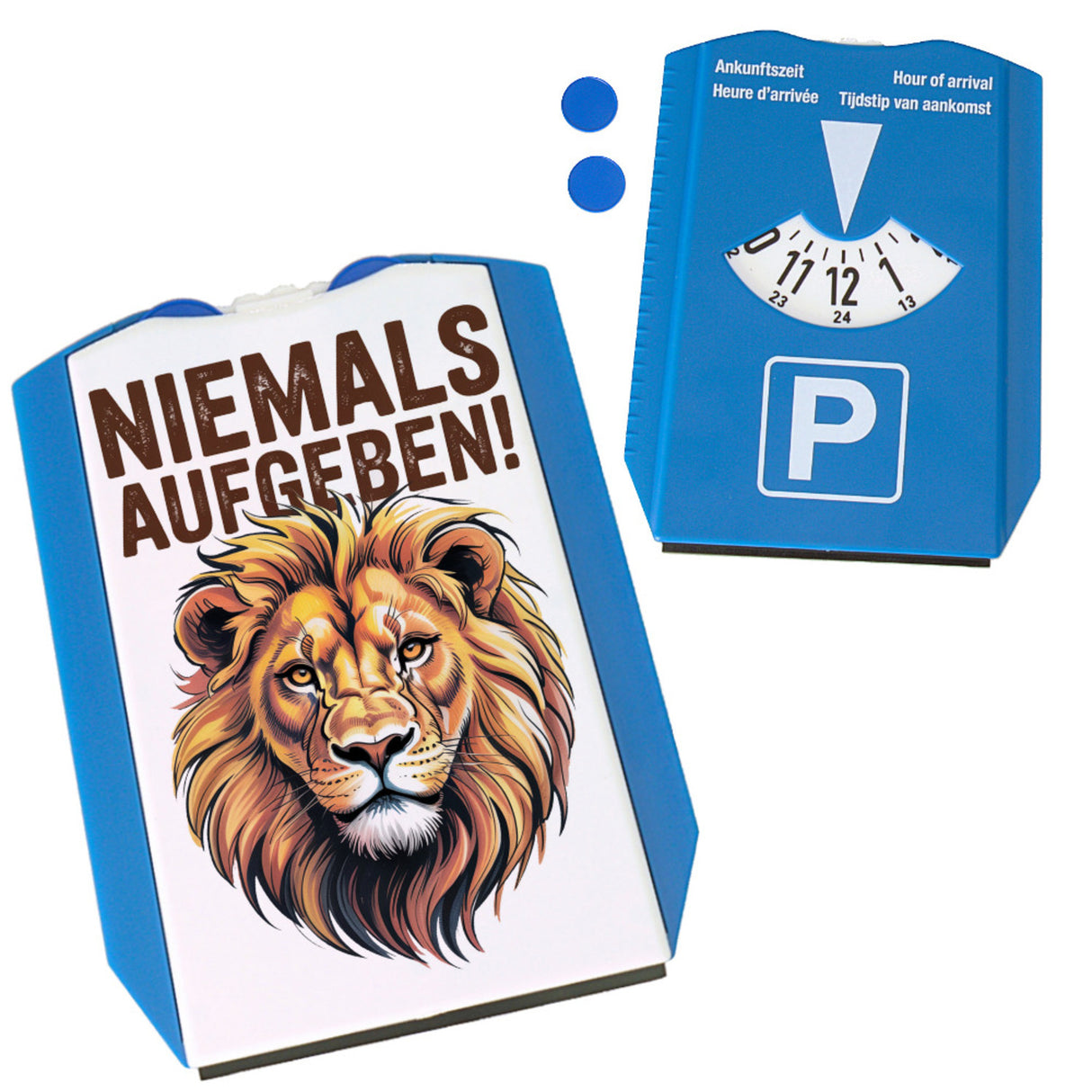Löwenkopf Niemals aufgeben Parkscheibe für Motivation