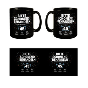 Wäschepflegeetikett Kaffeebecher bitte schonend behandeln wird 45