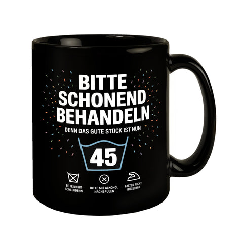 Wäschepflegeetikett Kaffeebecher bitte schonend behandeln wird 45