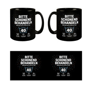 Wäschepflegeetikett Kaffeebecher bitte schonend behandeln wird 40