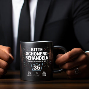 Wäschepflegeetikett Kaffeebecher bitte schonend behandeln wird 35