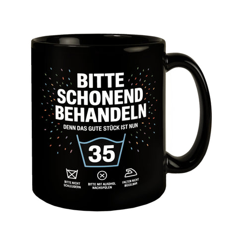Wäschepflegeetikett Kaffeebecher bitte schonend behandeln wird 35