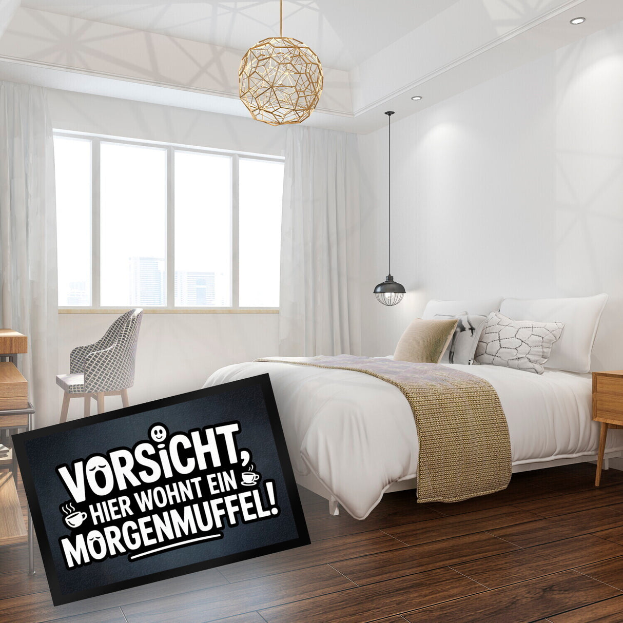 Vorsicht, hier wohnt ein Morgenmuffel! Fußmatte in 35x50 cm Humor
