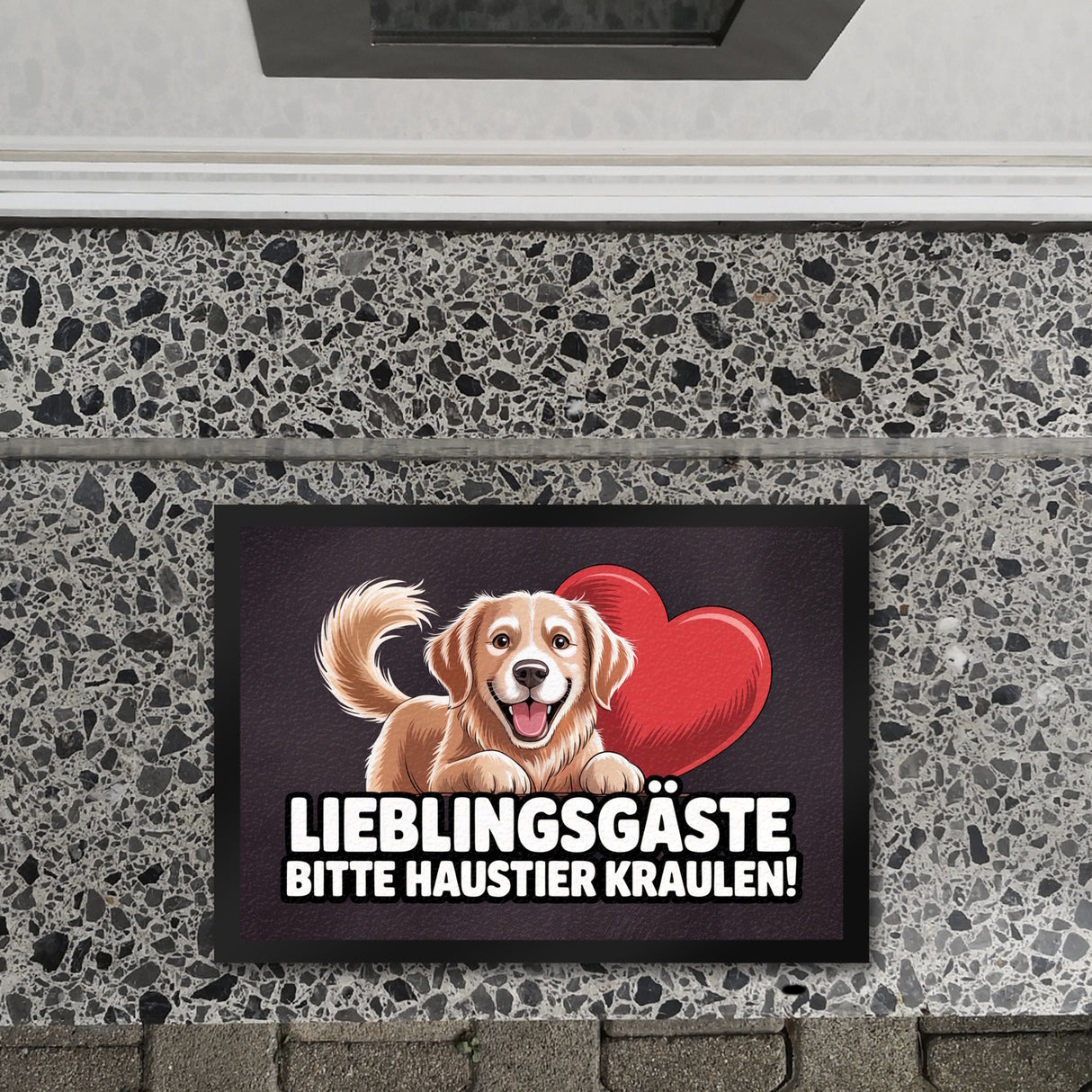 Lieblingsgäste bitte Haustier kraulen! Fußmatte in 35x50 cm fröhlicher Hund